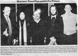 Newsclip for Prince's 1977 Warner Brothers Records contract signing reception
