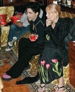 Prince and Joni Mitchell at a gathering at Joni's house in Laurel Canyon