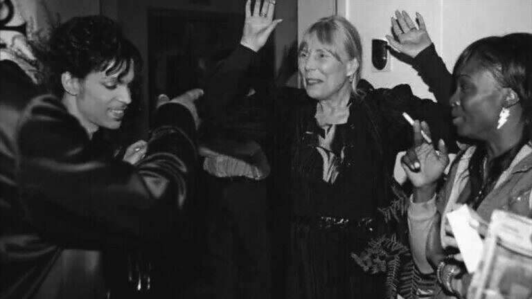 Prince at a gathering with Joni Mitchell