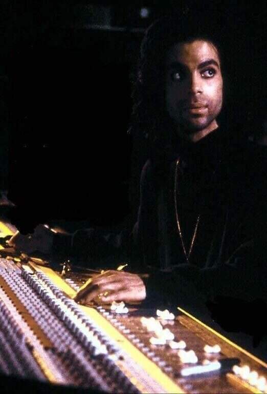 Prince in his recording studio in 1989