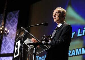 Roger Linn accepts a Grammy in 2011 for "Lifetime Technical Achievement"