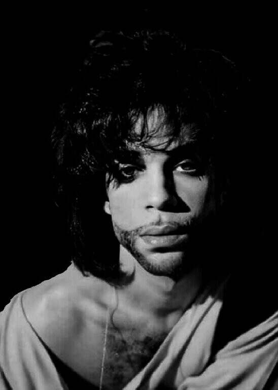 Prince in 1989 era black and white photo