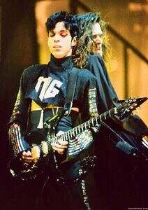 Prince and keyboardist Tommy Barbarella Europe March 1995