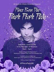 Flyer for the first Prince Born Day "Purple People Party" June 4, 2016