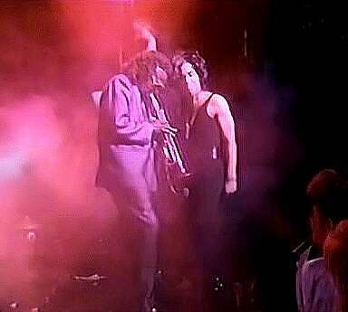 Prince and Miles Davis onstage at Paisley Park in 1987