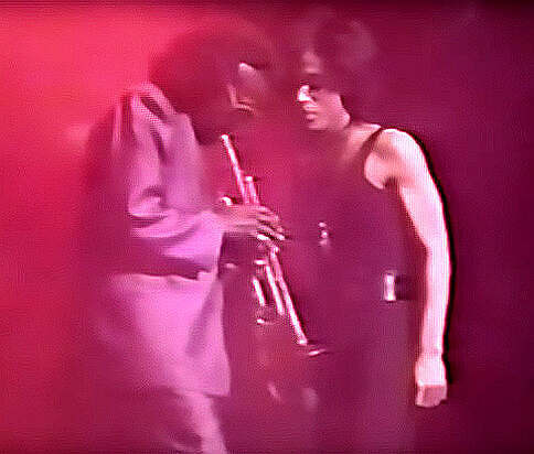 Prince and Miles onstage at Paisely Park in 1987