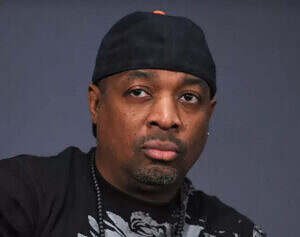 Rapper Chuck D of the group "Public Enemy"