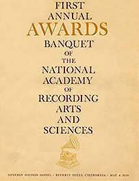 Announcement for the 1st Annual Grammys, held in 1959 to honor 1958 music