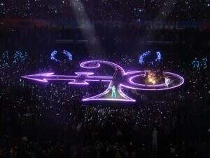 Wide shot of Prince's Super Bowl show in 2007