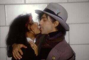 Prince and Vanity kiss in the 1983 "Rolling Stone" photo shoot